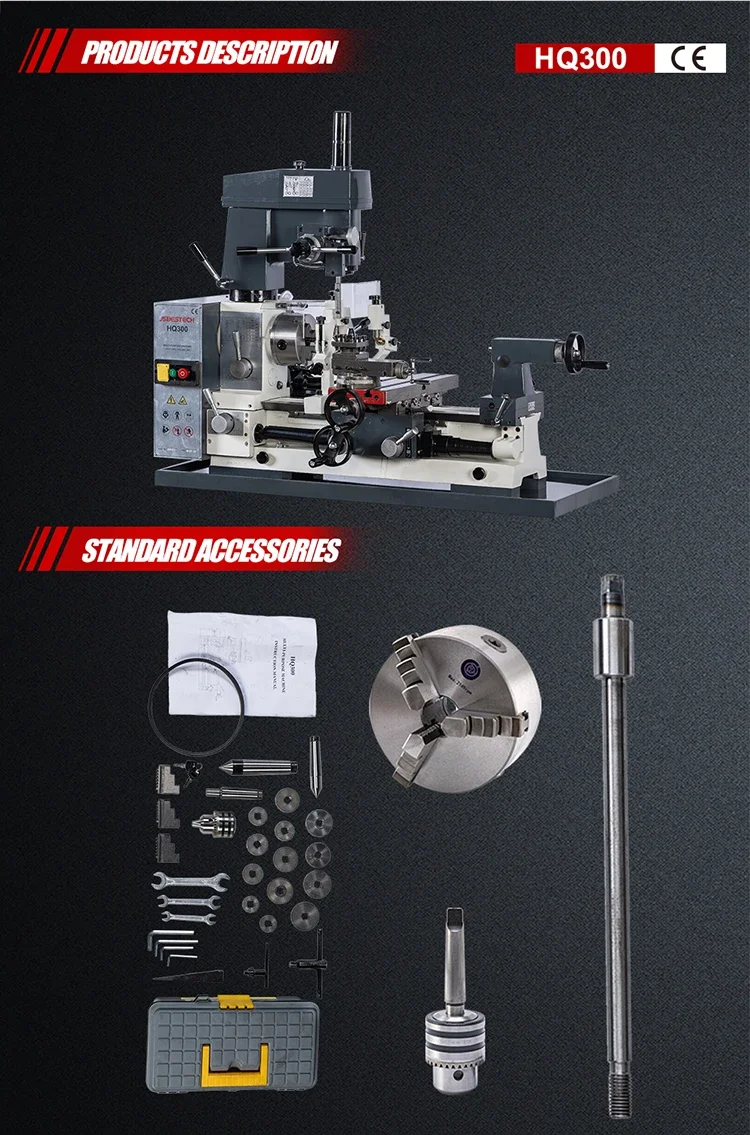 Cost-Effective HQ300 20mm Max. Drilling Capacity Lathe Mill Combo Machine for Component Production