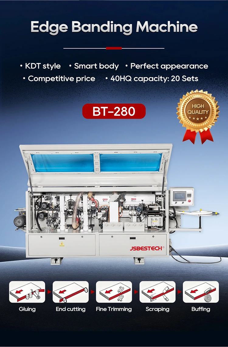 Stable Running BT-280 10-60mm Panel Thickness Edge Banding Machine for Panel Processing