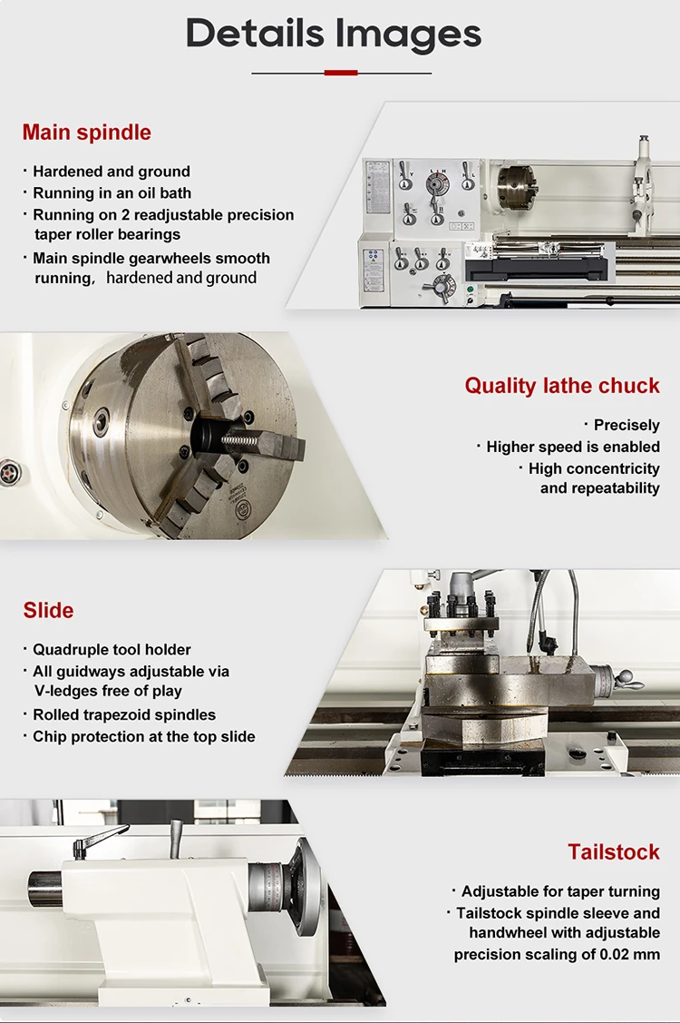 High Accuracy 12 Steps Speed BT560 Horizontal Manual Lathe Machine for Metal