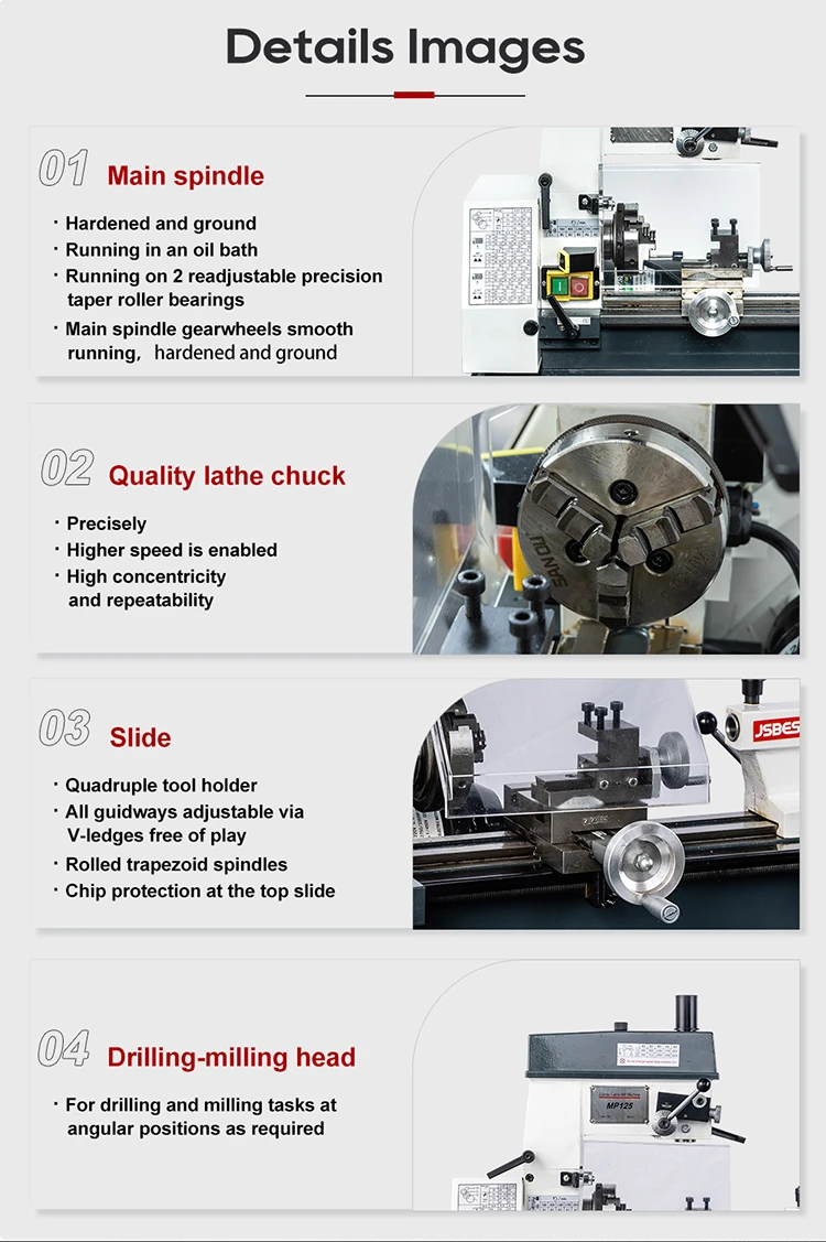 Parallel Lathe MP125 Hot Sales Multi-purpose Milling Lathe and Drilling Machine Combo