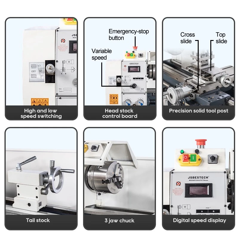 BT250VF all metal gear small size home use diy variable speed manual lathe machine - Image 3