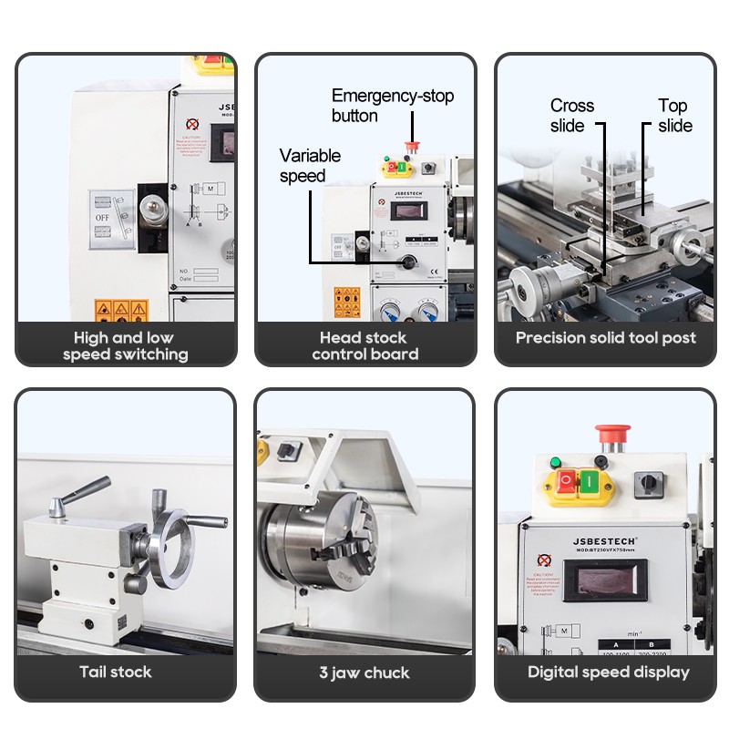 BT250VF all metal gear small size home use diy variable speed manual lathe machine - Image 3