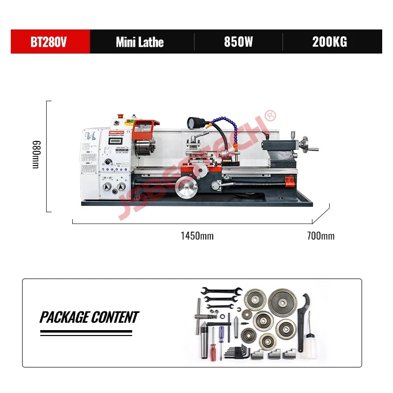 BT280V Competitive price mini torno lathe machine with threading dial - Image 2