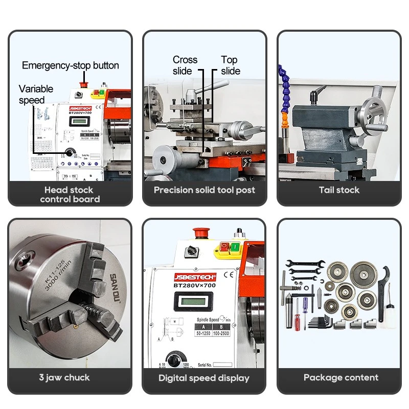 BT280V Competitive price mini torno lathe machine with threading dial - Image 3