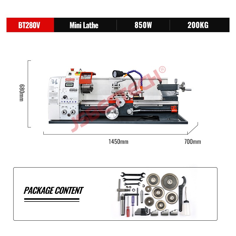 BT280V Competitive price mini torno lathe machine with threading dial - Image 2