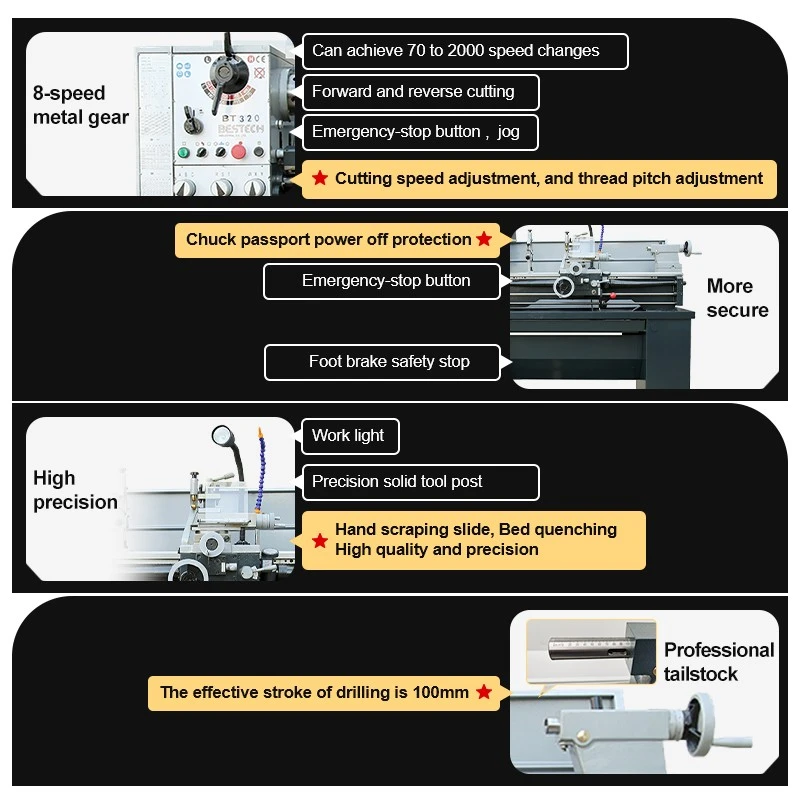 BT320 Cheap price bench metal lathe machine with big chuck - Image 2