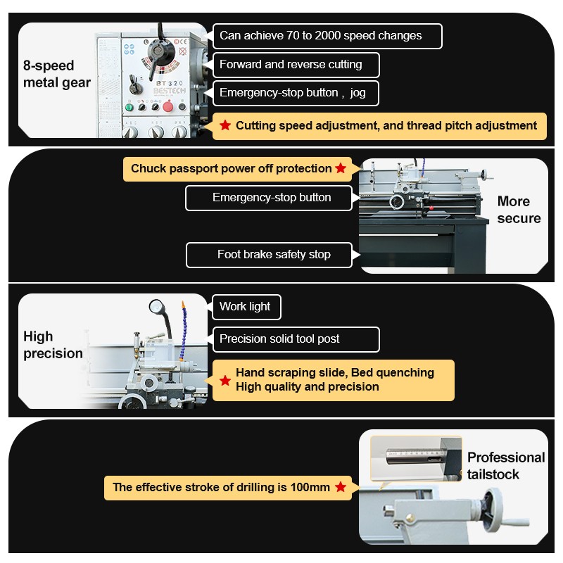 BT320 Cheap price bench metal lathe machine with big chuck - Image 2