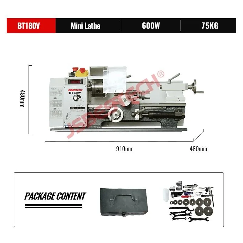 BT180V 110V or 220V single phase Durable brushless motor mini bench lathe machine - Image 2