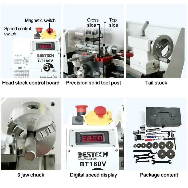 BT180V 110V or 220V single phase Durable brushless motor mini bench lathe machine - Image 3