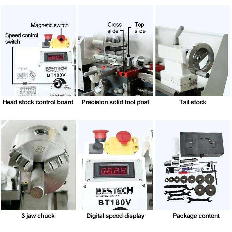 BT180V 110V or 220V single phase Durable brushless motor mini bench lathe machine - Image 3