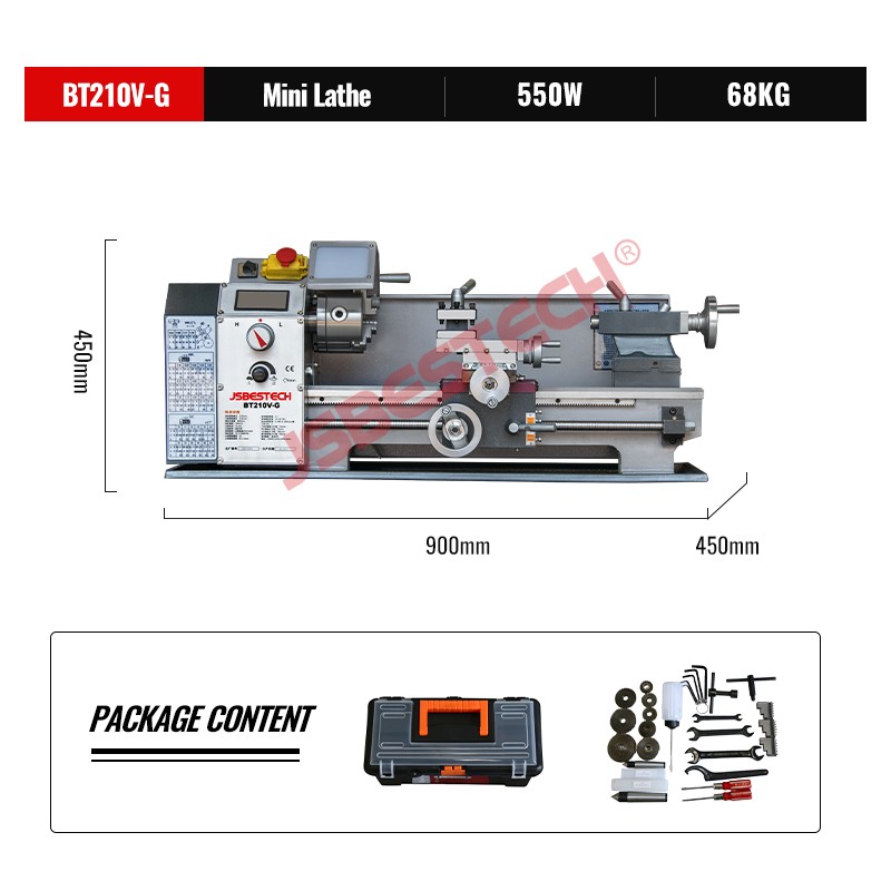 BT210V-G Small mini metal 210mm 600W lathe machine - Image 2