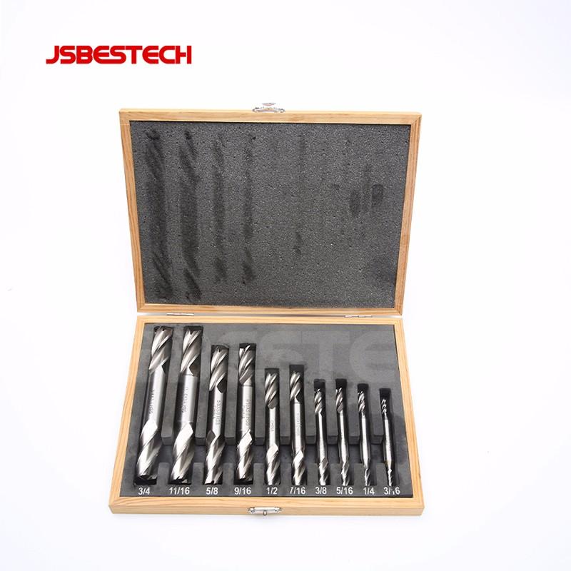 HSS 10 PIECES INCH DOUBLE END MILL CUTTER SET  2 and 4 Flute