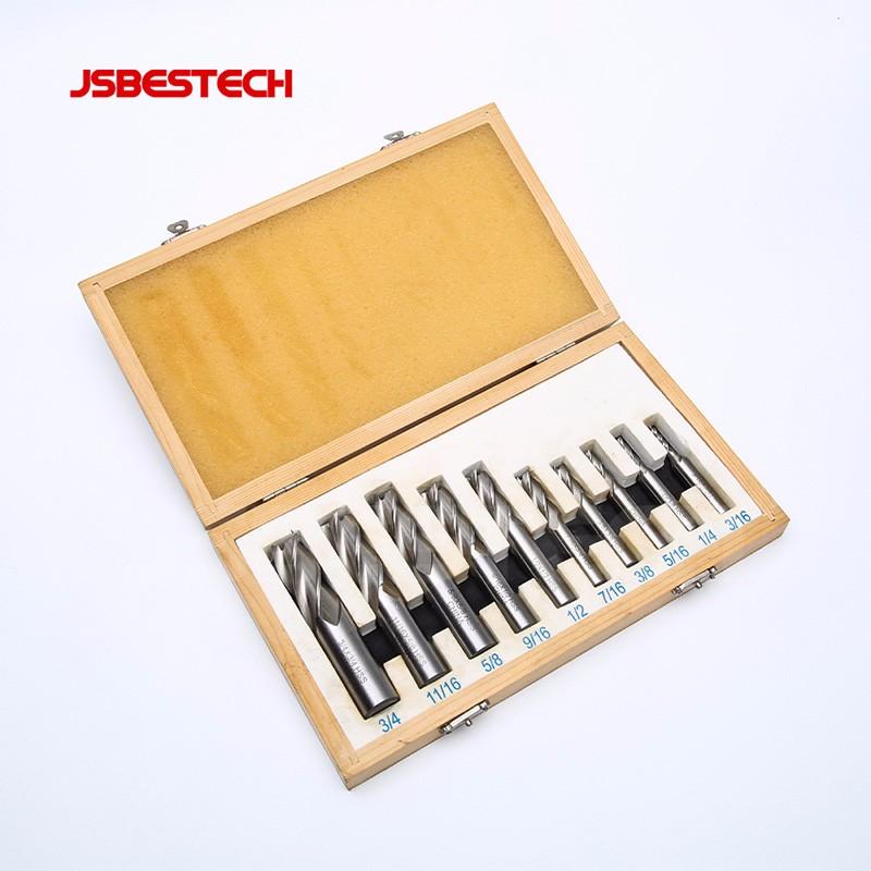 HSS 10 PIECES INCH END Mill Set 2 and 4 Flute