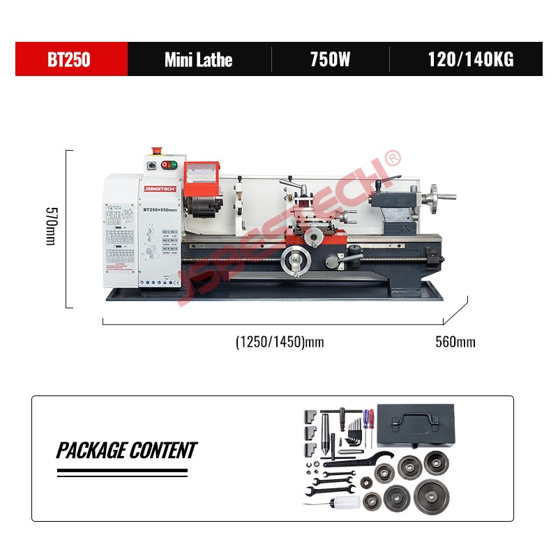 With 125mm chuck diameter BT250 light weight mini bench metal lathe machine - Image 2