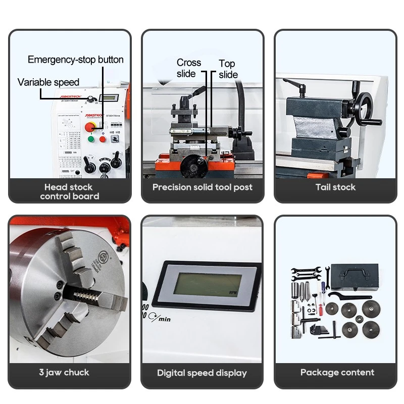 38mm spindle bore BT300V normal gap bed bench lathe machin - Image 3