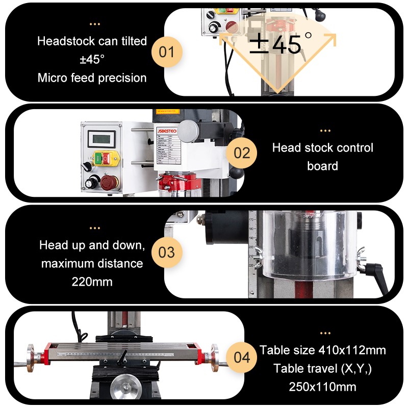 BT16 550w mini portable vertical milling and drilling machine - Image 3