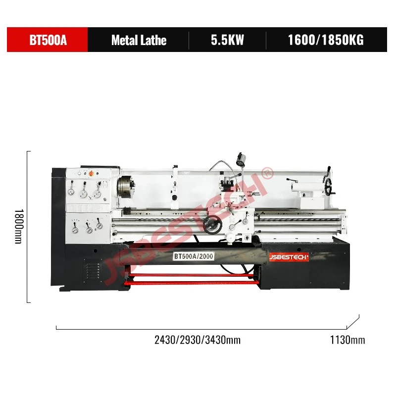 BT500A 5.5KW heavy duty lathe machines metal dro - Image 1