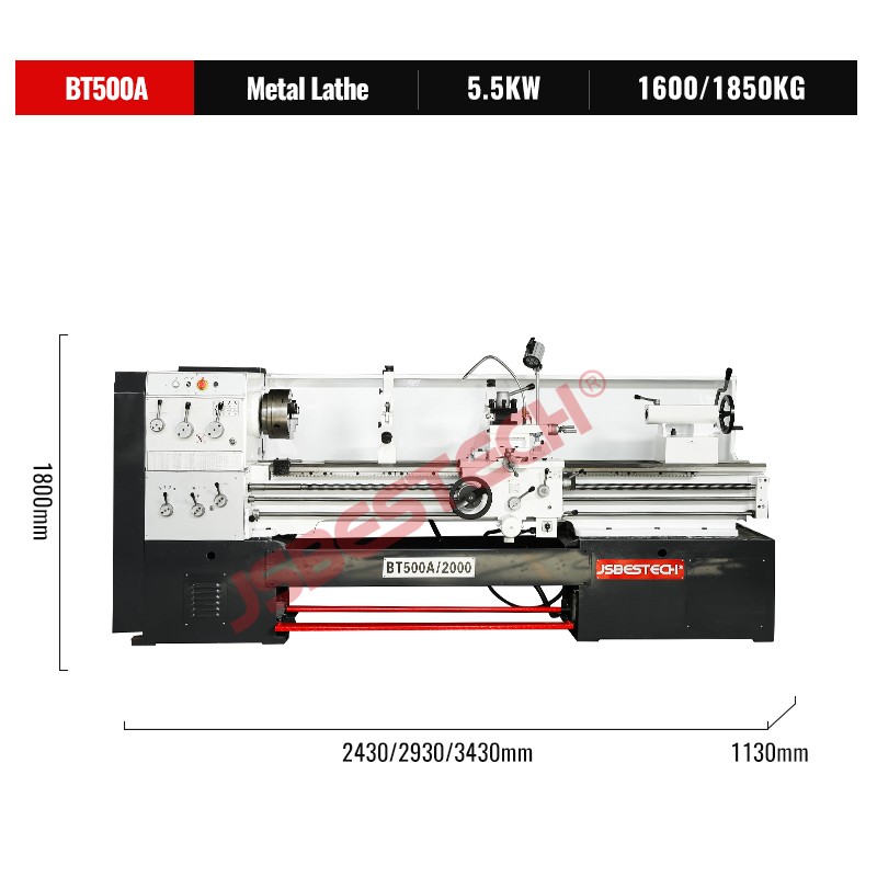 BT500A 5.5KW heavy duty lathe machines metal dro - Image 1