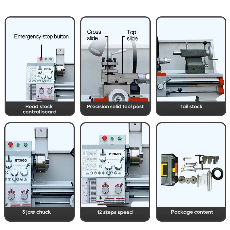BT360G Bench 12 Step Belt Speed Lathe Machine - Image 3