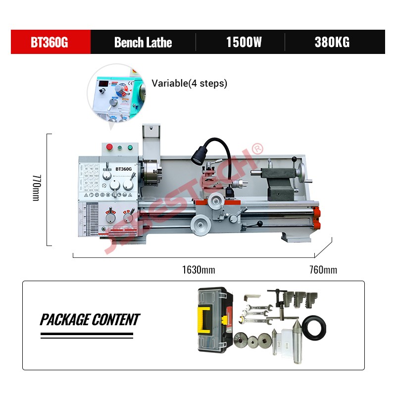 BT360G Bench 12 Step Belt Speed Lathe Machine - Image 2