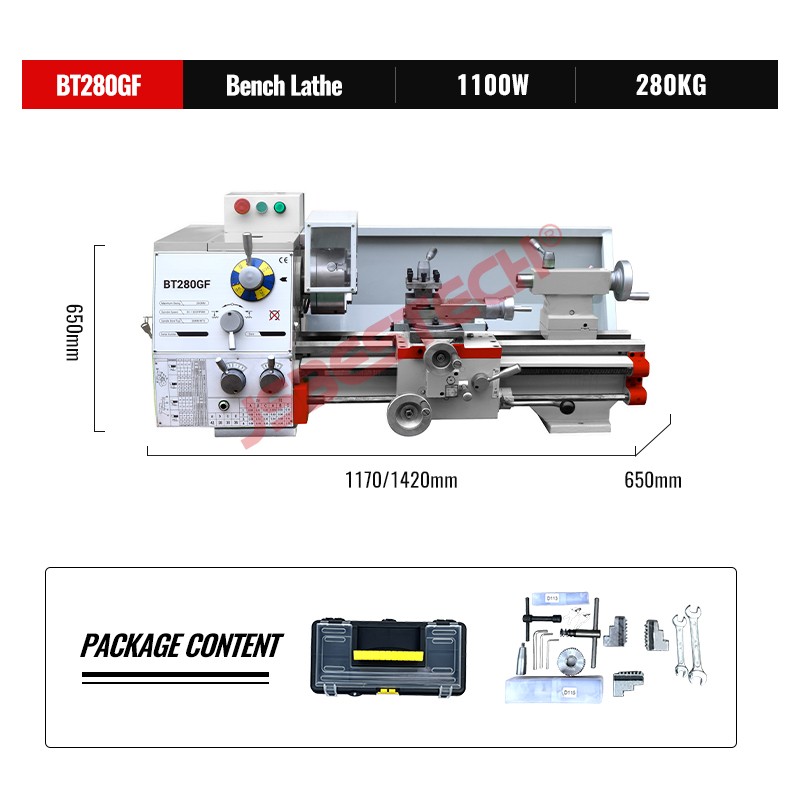 BT280GF Bench 8 Step Belt Speed Lathe Machine - Image 2