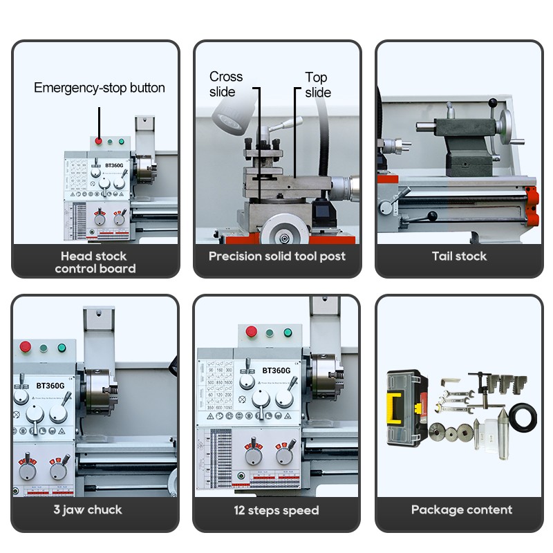 BT280GF Bench 8 Step Belt Speed Lathe Machine - Image 3