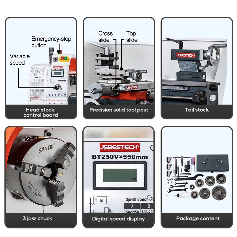 BT250V 26mm spindle bore small lathe machine for metal - Image 3