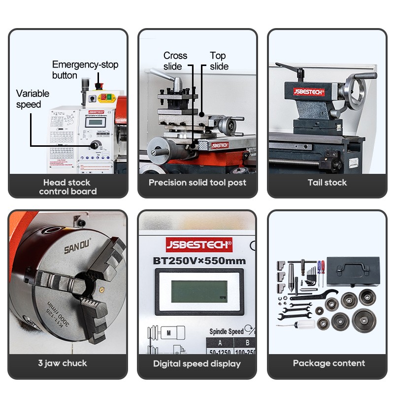 BT250V 26mm spindle bore small lathe machine for metal - Image 3