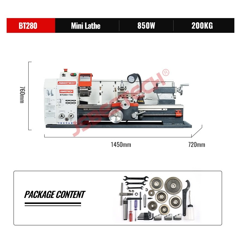BT280 280mm swing diameter precision mini table lathe machine - Image 2