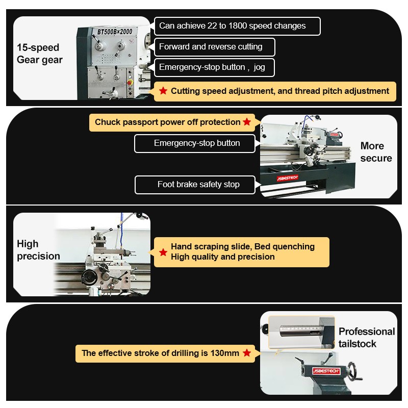BT500B Heavy duty lathe machine price programmable lathe - Image 3